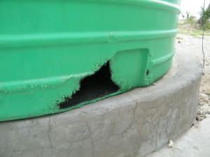 Porcupine damaged water tank.