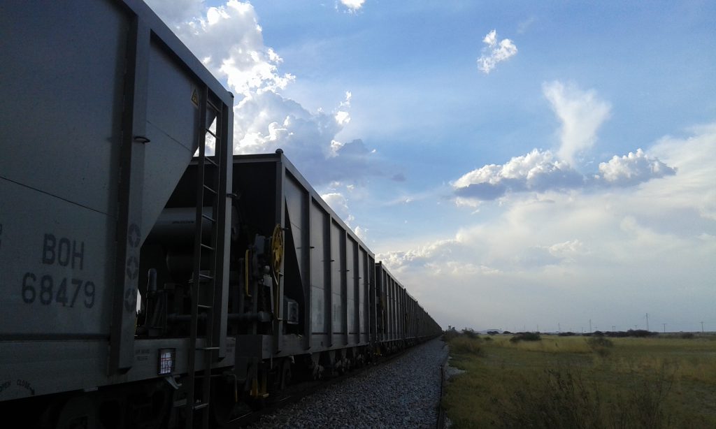 Botswana Railways' coal wagons at Botswana Ash, Sowa Pan